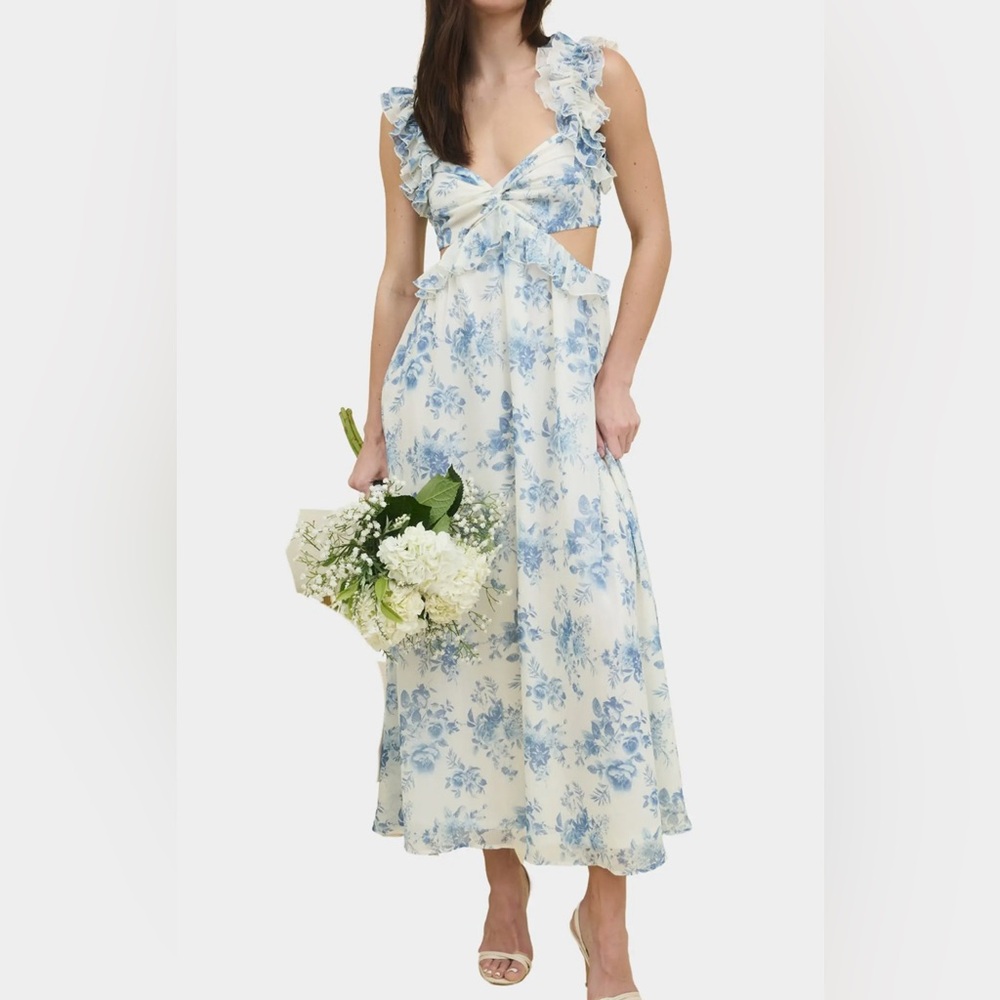 Blu Pepper Ruffle Cutout Maxi Sundress NWT